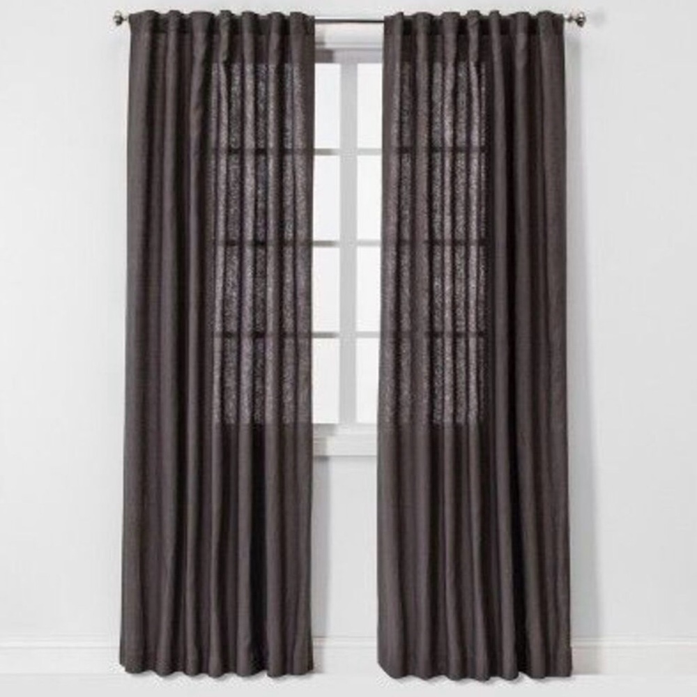 Threshold - 1pc 54"x84" Light Filtering Linen Window Curtain P Brown/Dark Gray